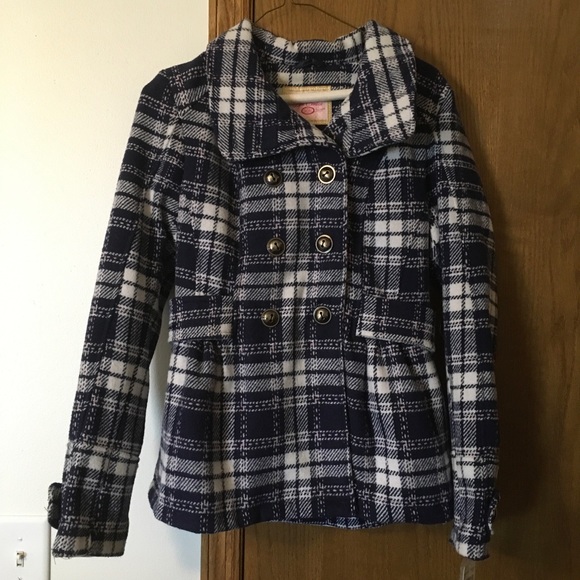 NWT a medium Pink Envelope jacket/coat super cute. Blue & white w/ pink threads - Picture 2 of 7